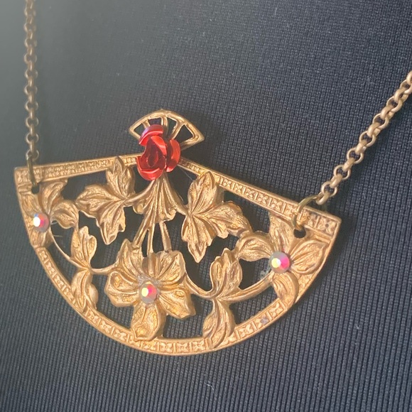 Necklace fan brass filigree - Picture 3 of 9